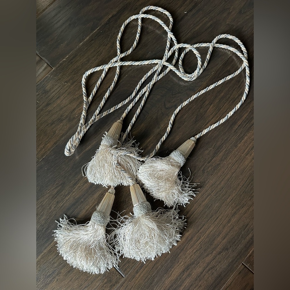 Pale blue/cream Curtain Tassel TieBacks